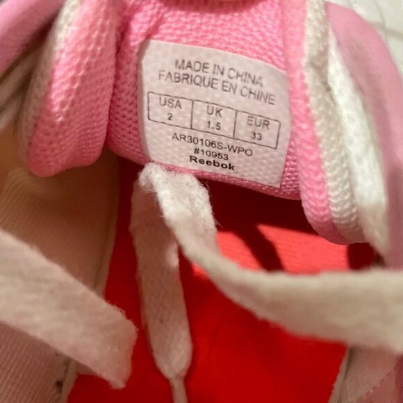 KAWAII GIRL REBOOK RUNNING SHOES  ZIG ZAG DYNAMICA  SZ 2Y WHITE HOT PINK ORANGE - Picture 2 of 13